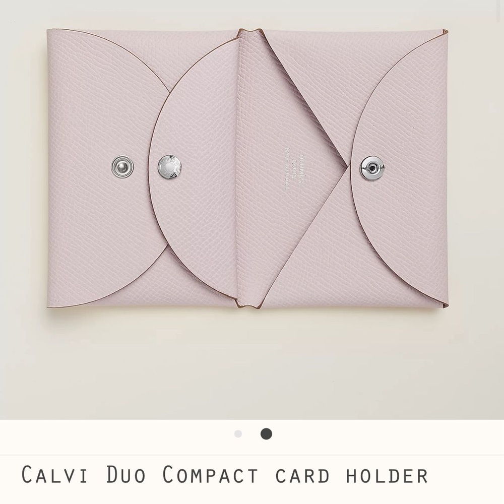 Calvi duo compact card holder Hermes mauve pale